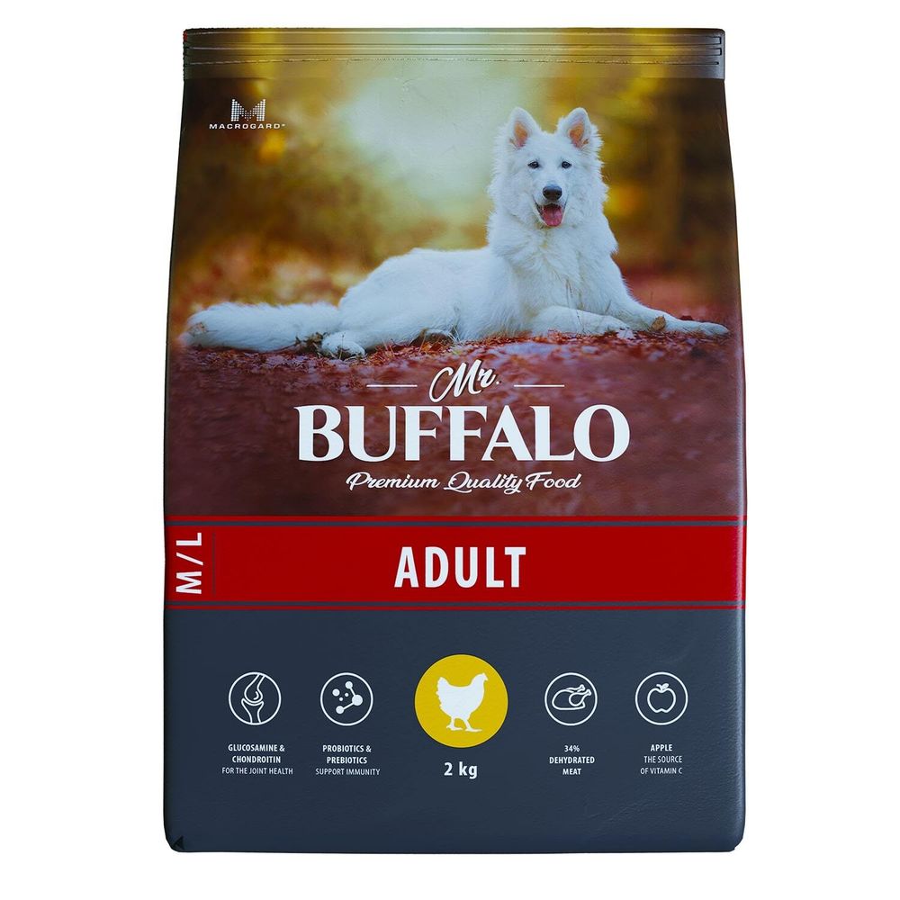 Сухой корм MR.BUFFALO ADULT M/L для собак средних и крупных пород курица 2 кг