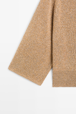 Massimo Dutti Меланжевый свитер из смесового хлопка, табачный