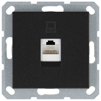 Интернет-розетка RJ45 с накладкой, цвет Антрацит