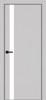 Межкомнатная дверь Optima Porte НЕАПОЛЬ 211 Белое стекло, Алюминиевая кромка SB (матовый чёрный) с 4-х сторон