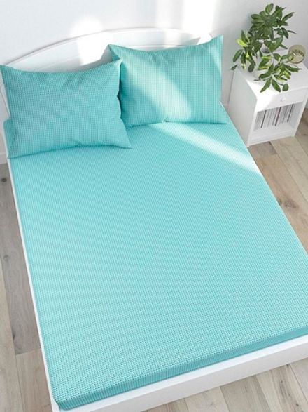 Простынь на резинке Сказка "Вязание лазурное" 160х200 см, перкаль