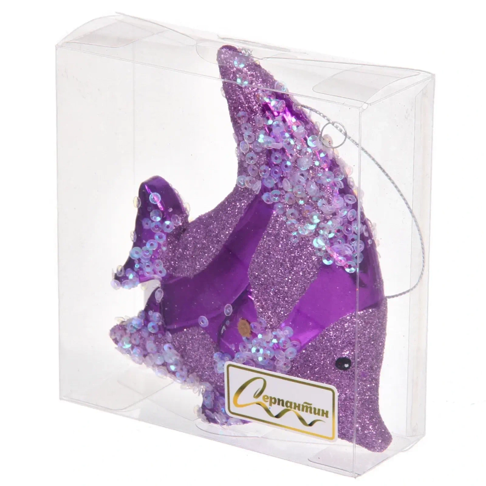 Елочная игрушка «Волшебная рыбка» 10*2,5*10 см, Фиолетовый