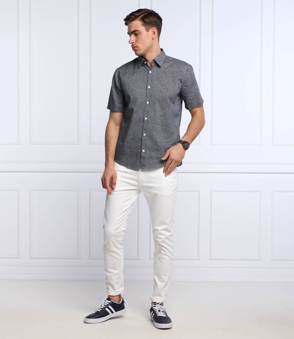 льняная рубашка ermino HUGO - темно-синий(50468085)