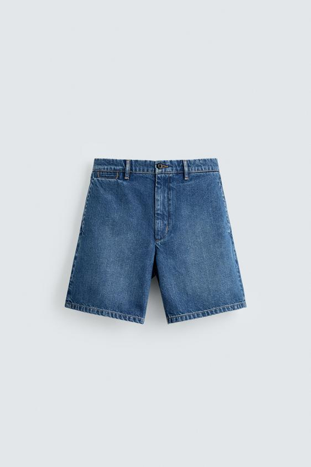 ZARA ДЖИНСОВЫЕ ШОРТЫ-ЧИНОСЫ, ВЫЦВЕТШИЙ СИНИЙ