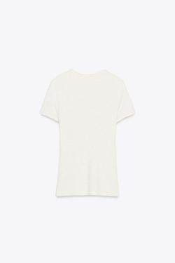 ZARA ФУТБОЛКА В РУБЧИК, ТЕМНО-БЕЖЕВЫЙ