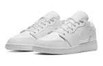 Jordan 1 Low Triple White Tumbled Leather GS