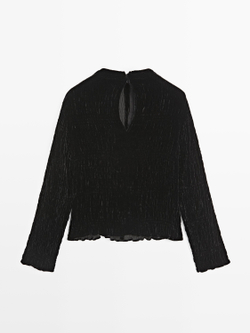 Massimo Dutti Бархатный топ, черный