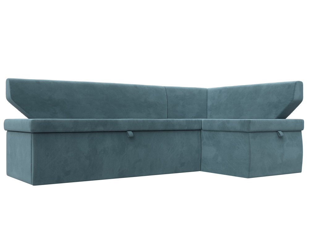 Диван кухонный угловой Омура правый угол, Бирюзовый, Велюр, 126105