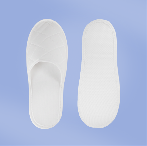 Тапки стеганный спанбонд, закрытый мыс (100 пар), с картоном и подошвой эвапора 3 мм, белые
