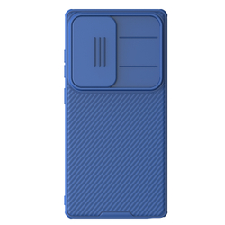 Чехол синего цвета с защитной шторкой для камеры от Nillkin на Samsung Galaxy S25 Ultra, серия CamShield Pro Case