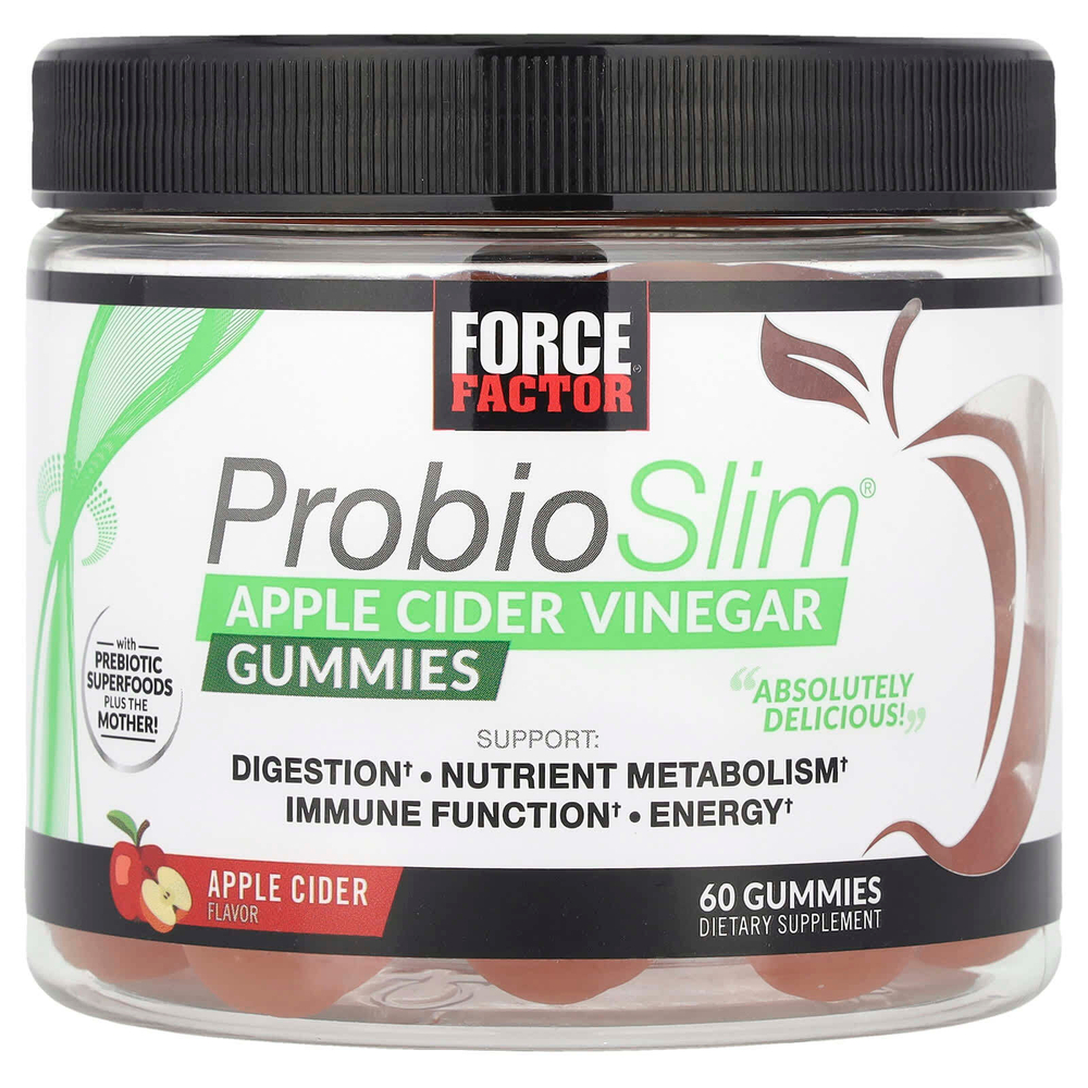 Force Factor, ProbioSlim®, жевательные мармеладки с яблочным уксусом, 60 жевательных таблеток
