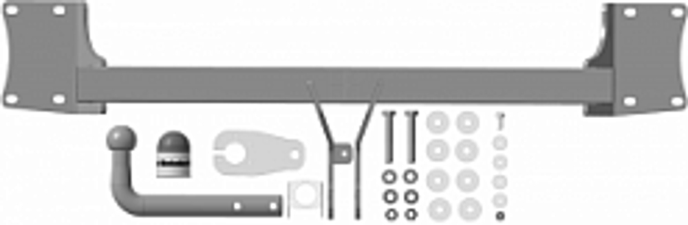 Фаркоп с оцинк. шаром BMW X5 E70 2007-2013, X5 F15 2013-2018, BMW X6 F16 2014-2019, кроме моделей с M-пакетом крепление шара на двух болтах, (без электрики, паспорт и сертификат в комплекте) Motodor.90201-A