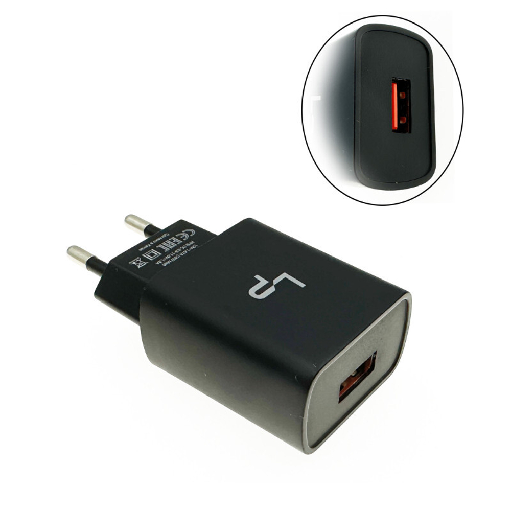 Сетевой адаптер питания LP XQ20 5V/3.1A 1USB QC3.0 18W Black без упаковки