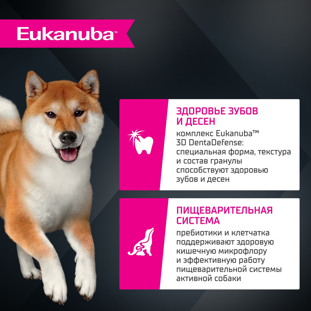 Сухой корм Eukanuba для взрослых собак мелких и средних пород старше 1 года с ягненком 800г