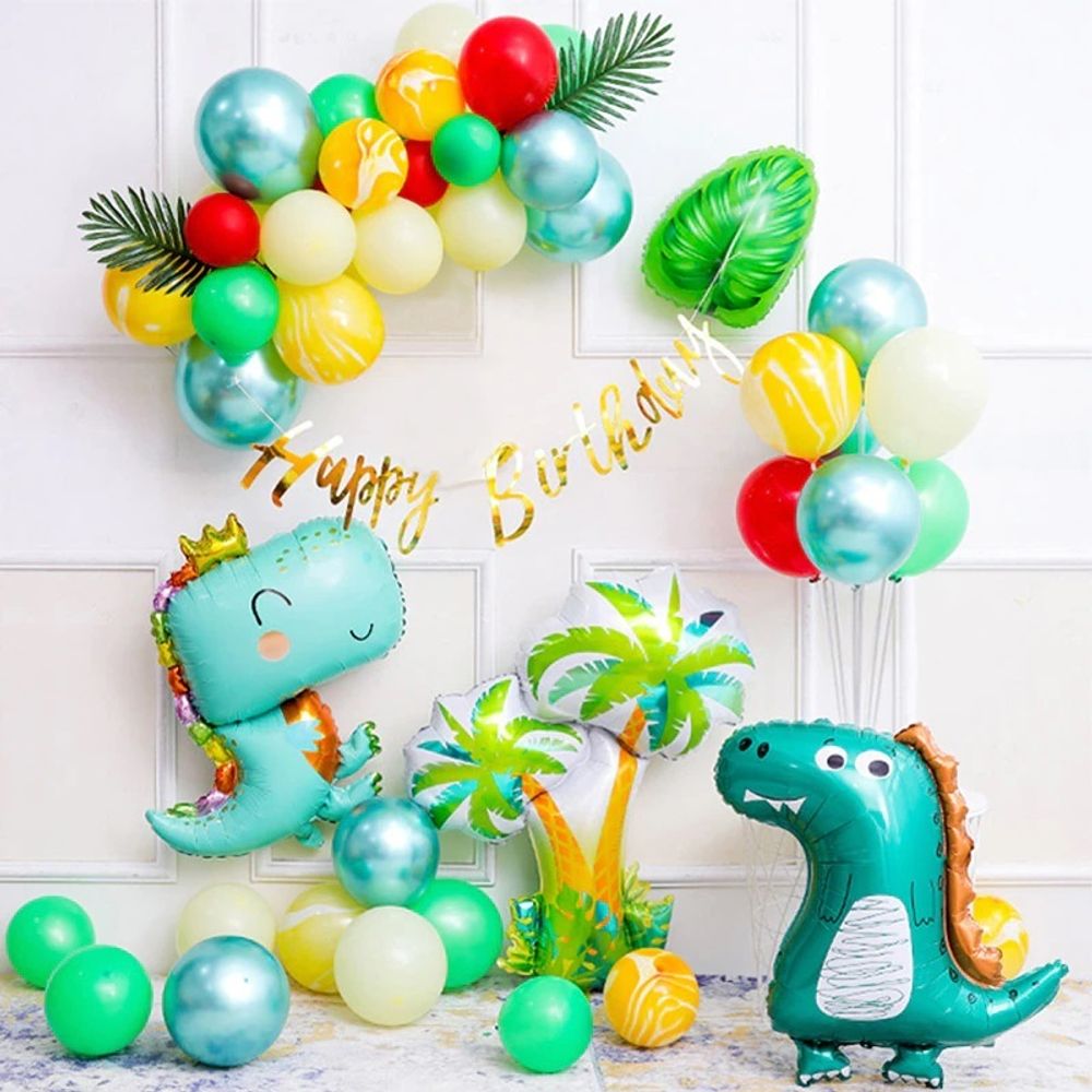 Шар (34''/86 см) Фигура, Динозаврик в короне, Светло-зеленый, 1 шт.