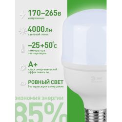 Лампа светодиодная ЭРА GREEN LINE LED POWER T80-40W-865-E27/E40 GL 40Вт колокол холодный свет Е27/Е40 | Лампы cветодиодные POWER