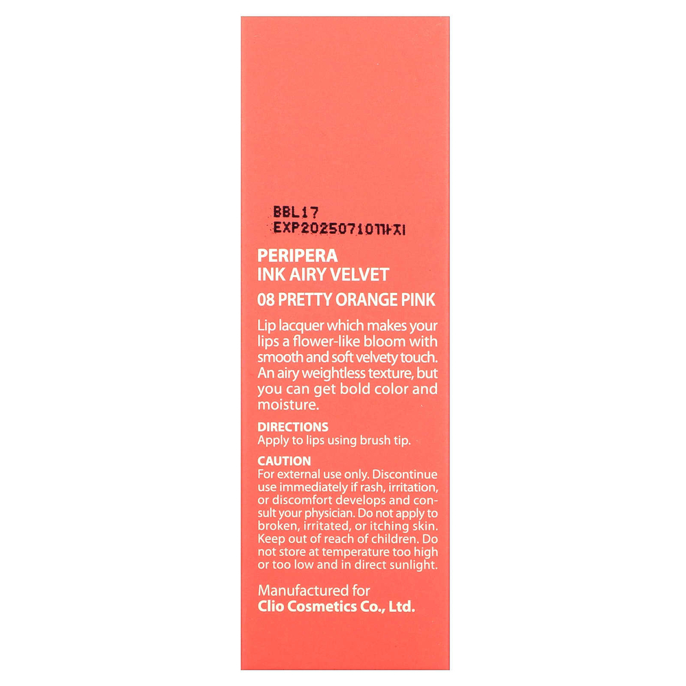 Peripera, Ink Airy Velvet, тинт для губ, оттенок 08 пепельный розовый, 4 г (0,14 унции)