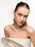 Серьги "Grain brown pearl brush" Silver