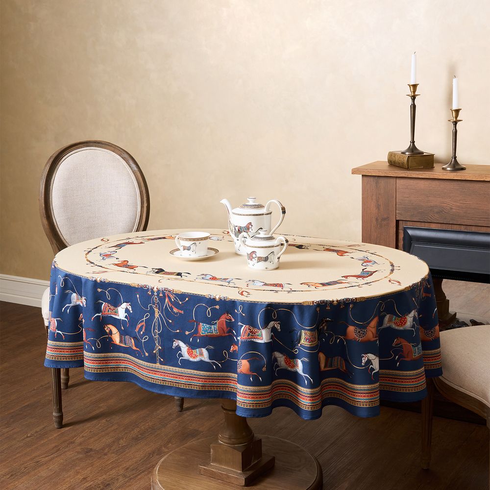 СКАТЕРТЬ ОВАЛЬНАЯ "PASSAGE"140Х180СМ ,БЕЖЕВЫЙ, 100% ХЛОПОК,ТВИЛ, ПРОПИТКА