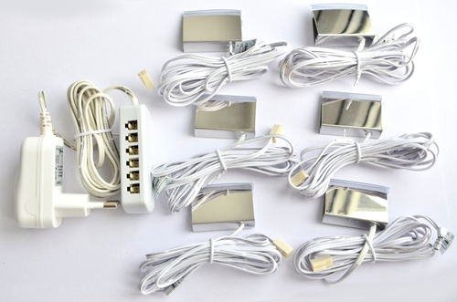 Комплект LED-светильников JET L-40мм (6шт) на 6 полок с адаптером, коннектором и блоком питания