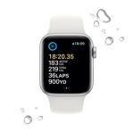 Apple Watch SE Gen 2 44mm (GPS) Silver Aluminum Case with White Sport Band (M/L) (MNTJ3)