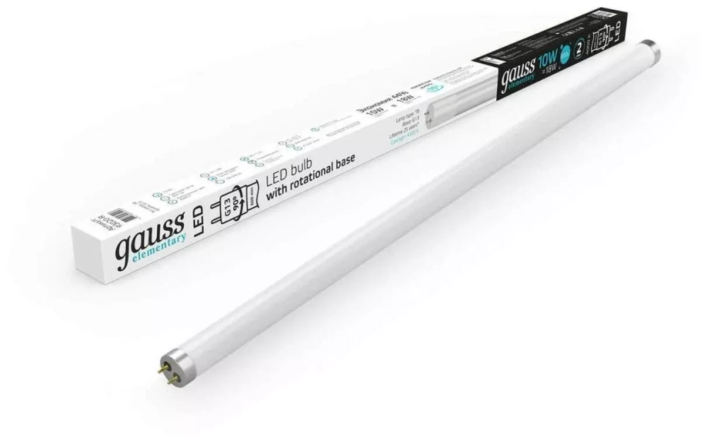 Лампа Gauss LED Elementary T8 10W 780 lm G13 600mm 4000K стекло  93020