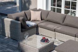 "Лунго" трансформирующаяся лаунж-зона из искусственного ротанга, цвет бежевый