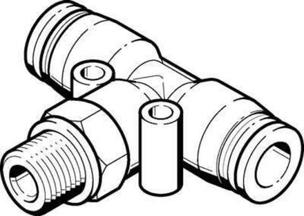 QST-G1/2-16 Тройник с цанговым зажимом и резьбой