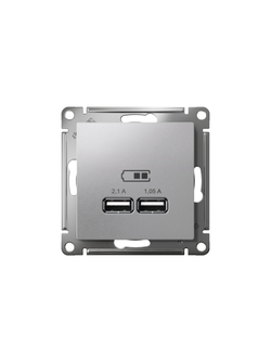 Розетка USB AtlasDesign тип A+A 5В 1х2.1А 2х1.05А механизм алюм. SE ATN000333