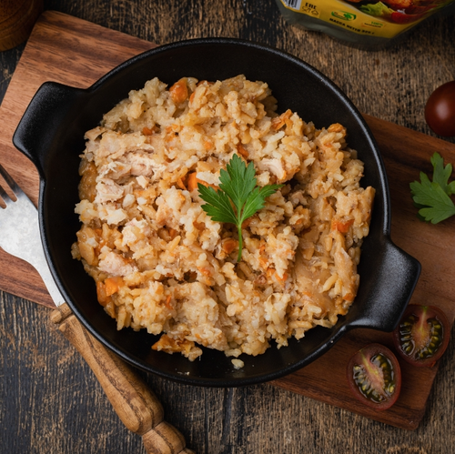 Цыпленок с рисом и овощным соусом Кронидов