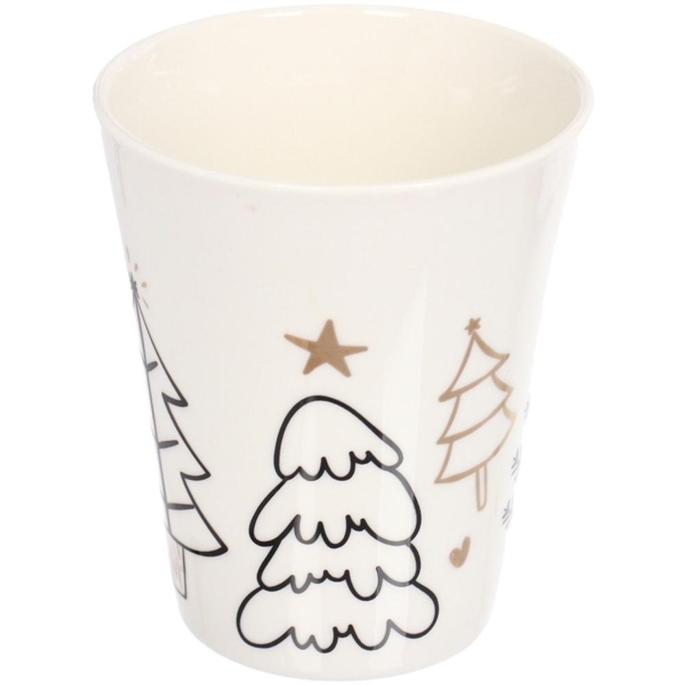 Кружка керамическая 380мл «Ёлки золотые», микс 4рисунка