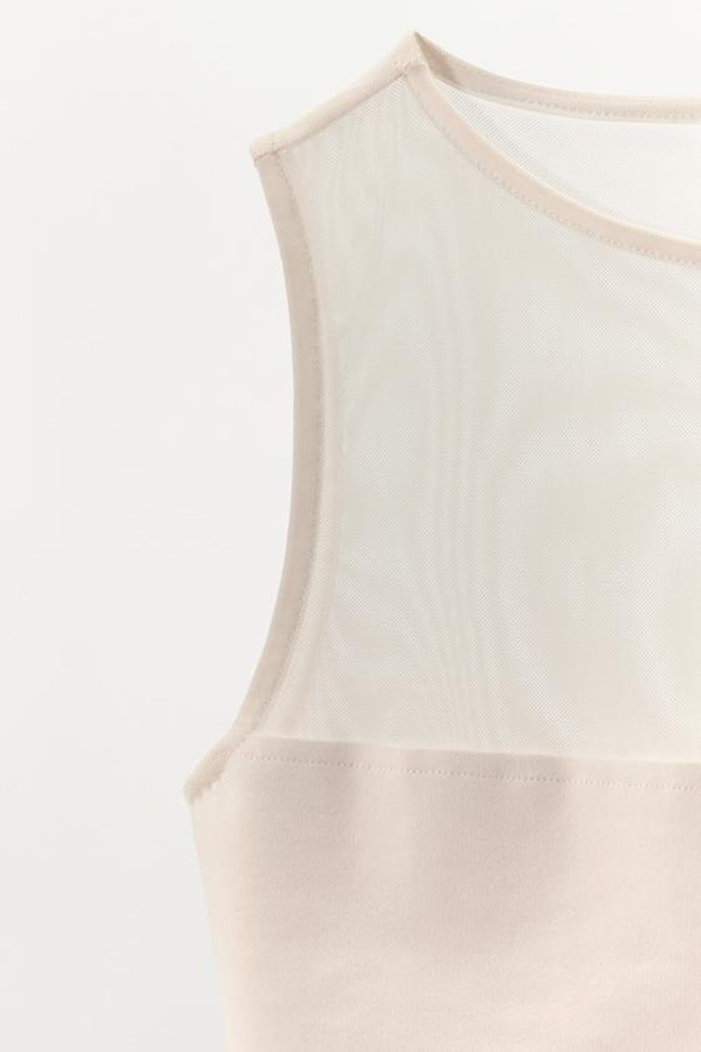 ZARA БОДИ ИЗ КОМБИНИРОВАННОЙ ТКАНИ, ЭКРЮ