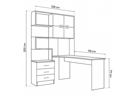 Компьютерный стол Woodville Эльброни правый кашемир