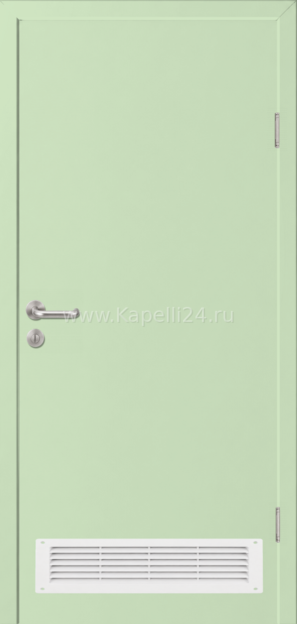 Влагостойкая Дверь Капель однопольная Ментоловый RAL 6019 Вентиляционная решетка белая