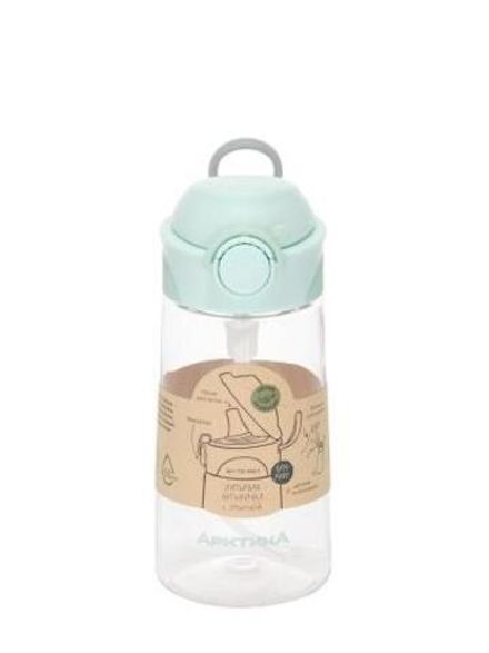 Бутылочка детская из тритана (для напитков), с трубочкой и щеточкой для чистки,  450 мл, (мята)
