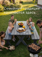 Скамейка садовая 200х44х45, Осло, деревянная скамья, массив сосны, для дома и сада, цвет графит