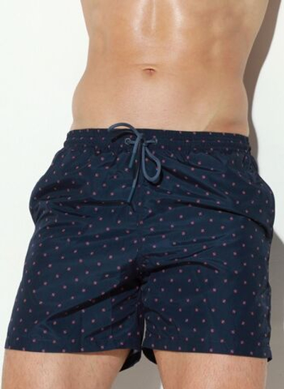 Мужские пляжные шорты с принтом в виде мячиков (Размер: L) (Цвет: темно-синий)