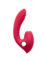 Красный вибратор с вакуум-волновым стимулятором клитора Grace (Цвет: красный)