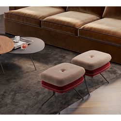 Пуф Pea, велюр, бежевый/бордовый