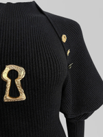 Платье вязаное без рукавов с металлической вставкой и болеро в комплекте