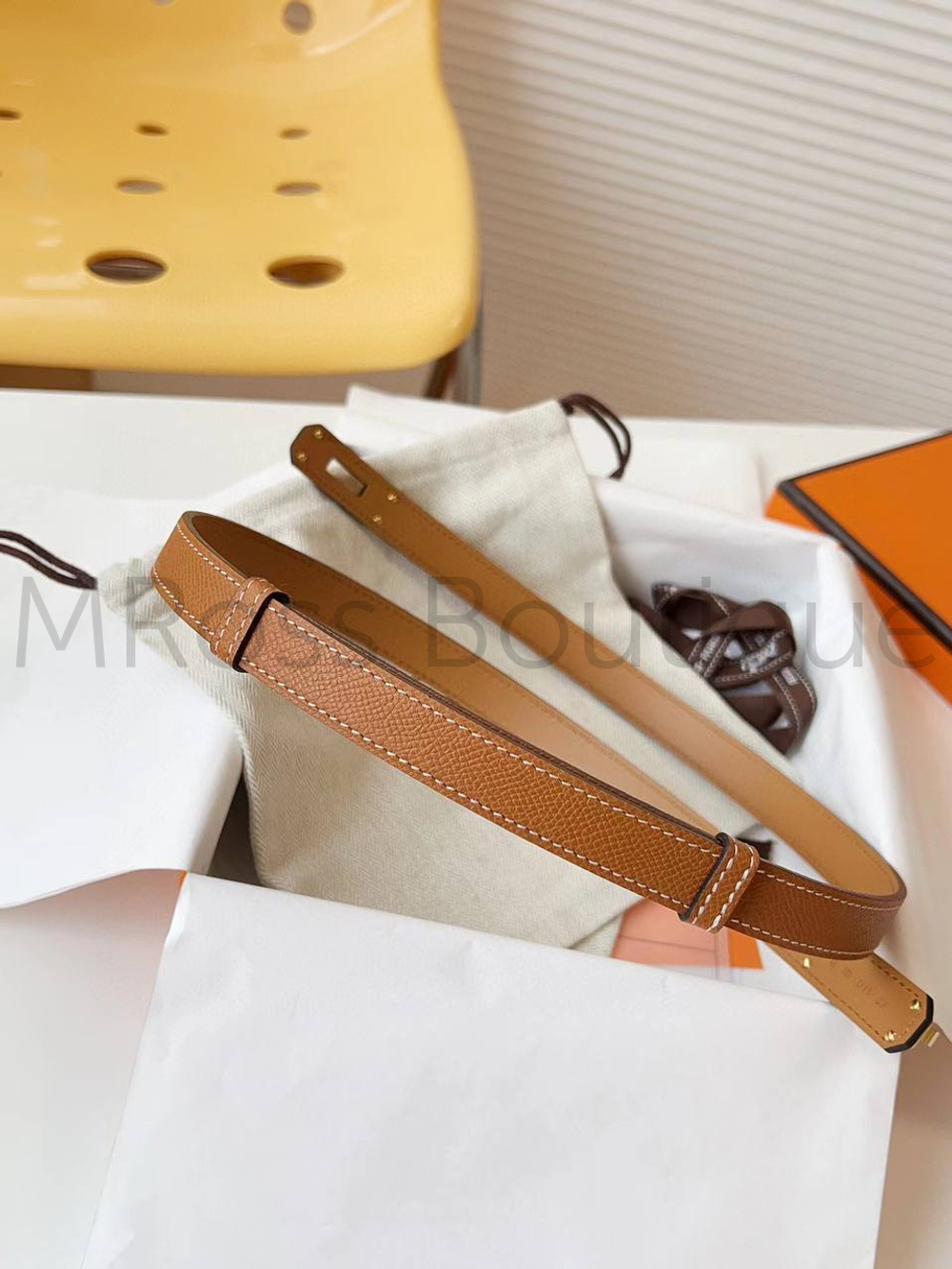 Женский ремень Hermes Kelly коричневого цвета