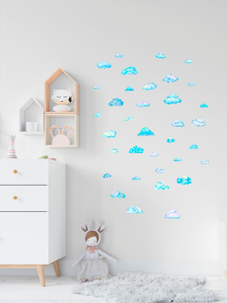 Интерьерные детские наклейки в комнату, акварельные облака