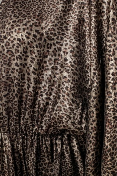 "Golden hour" Платье в пол свободного кроя с разрезом и бархатным поясом