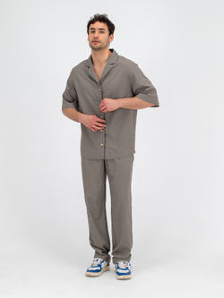 Костюм льняной с брюками. Хаки