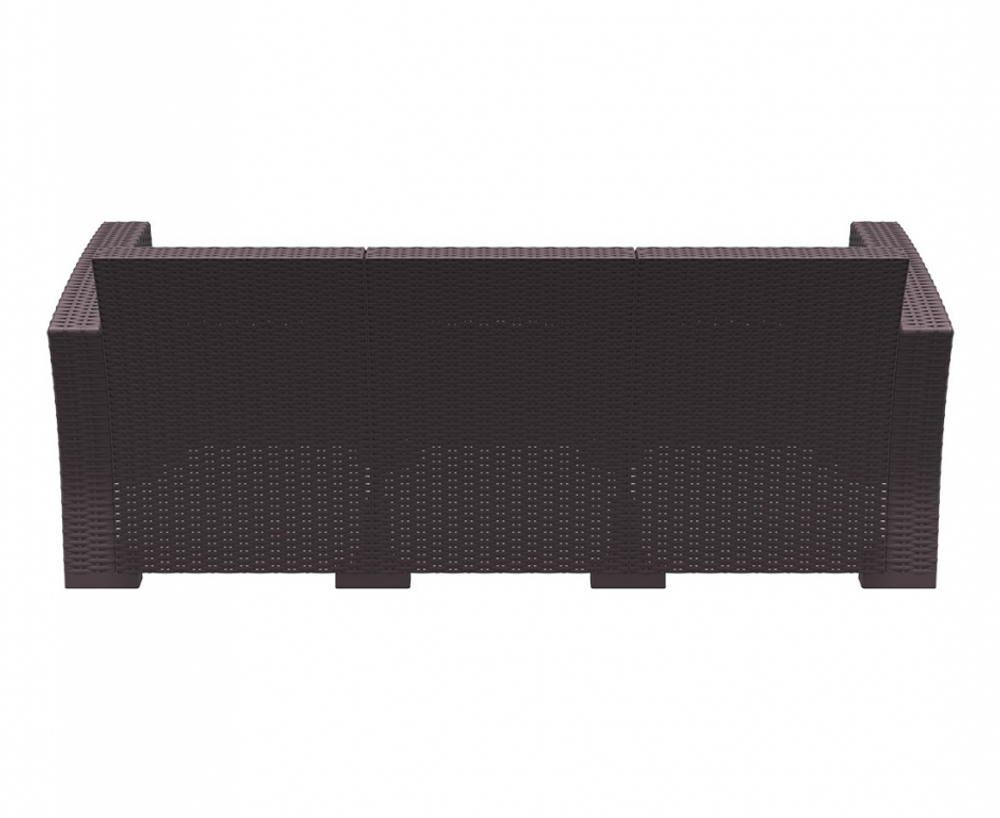 Диван пластиковый плетеный трехместный с подушками Siesta Contract Monaco Lounge XL, коричневый