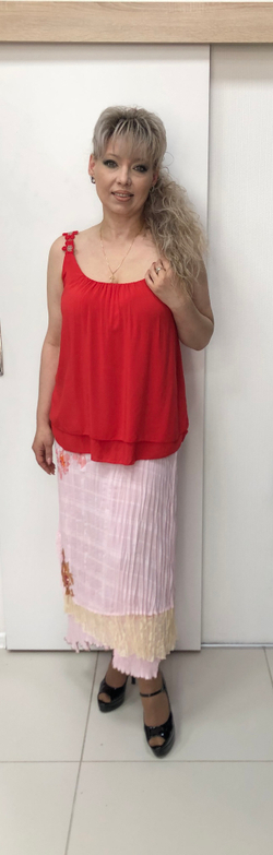 Комбинированная нежно-розового цвета юбка