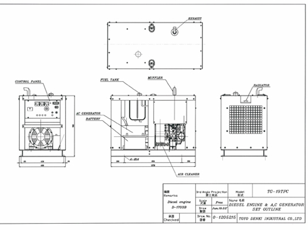 Дизельный генератор TOYO TG 19 TPC