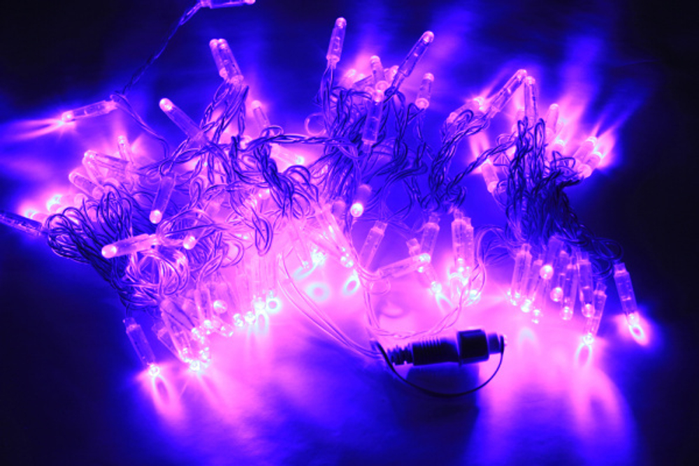 LED-PLS-100-10M-240V-V/C-W/O, фиолетовый/прозр. провод, соед (без сил шнура) С КОЛПАЧКОМ NEW 2021