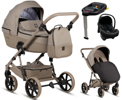 Детская коляска Tutis Viva 6 Plus Essential 4 в 1 с автокреслом Elo Lux EduSky Black и базой 1612068 Warm Grey