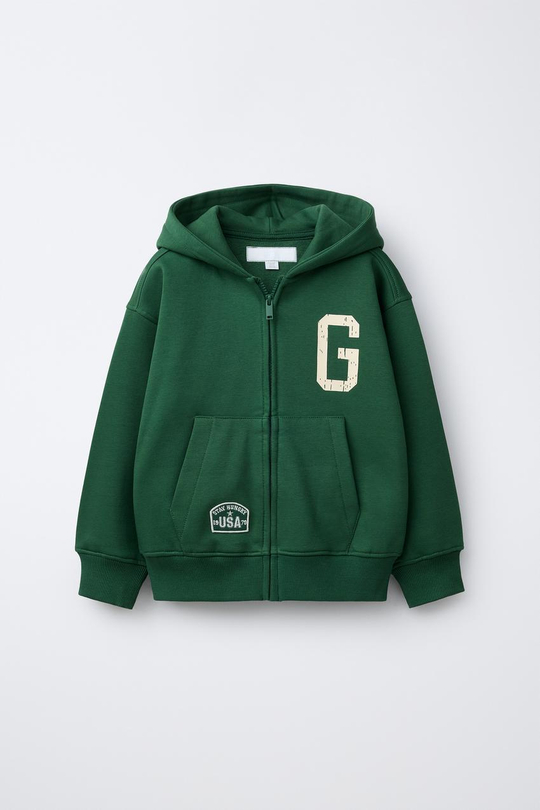 ZARA ХУДИ С НАДПИСЬЮ, ЗЕЛЕНЫЙ